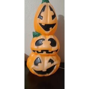 Vtg Halloween Pumpkin Stack Blow Mold Jack O Lantern General Foam Plastic